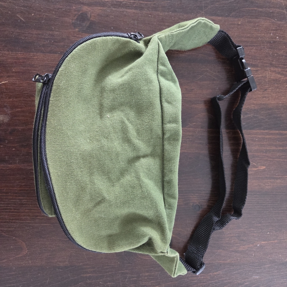 Olive Green Canvas Waist Pack - Picture 2 of 6